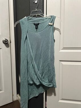 White House Black Market Seafoam Green Draped Sleeveless Tank